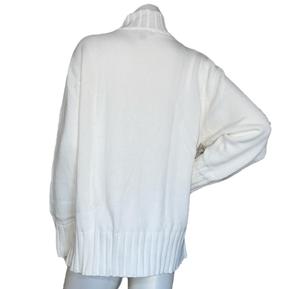 NWOT Lands' End 100% Cotton Textured & Cable Knit Full Zip Ivory Sweater 3X - Picture 2 of 7